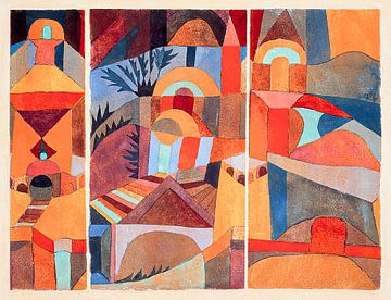 Temple Gardens (1920) door Paul Klee. Moderne kleurrijke abstracte kunst van Dina Dankers