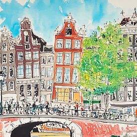 Modern Amsterdam van Abstract Schilderij