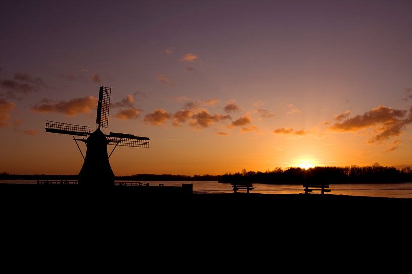 Sunset at the mill by Sandra de Heij