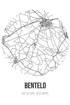 Bentelo (Overijssel) | Karte | Schwarz und Weiß von Rezona