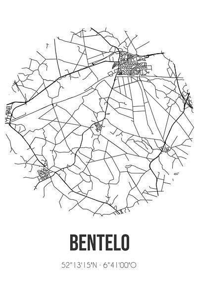 Bentelo (Overijssel) | Karte | Schwarz und Weiß von Ortsdrucke