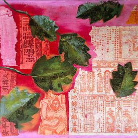 Rouge chinois avec des feuilles sur Inge Buddingh