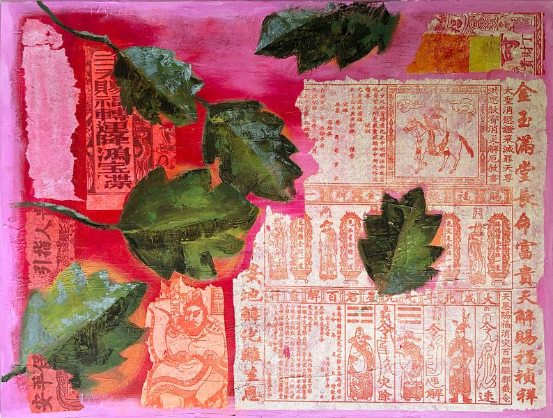 Rouge chinois avec des feuilles par Inge Buddingh