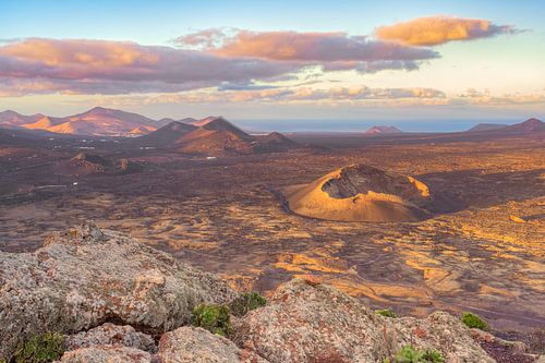 View of the El Cuervo volcano on Lanzarote