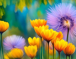 Pissenlits ouverts et fermés Taraxacum