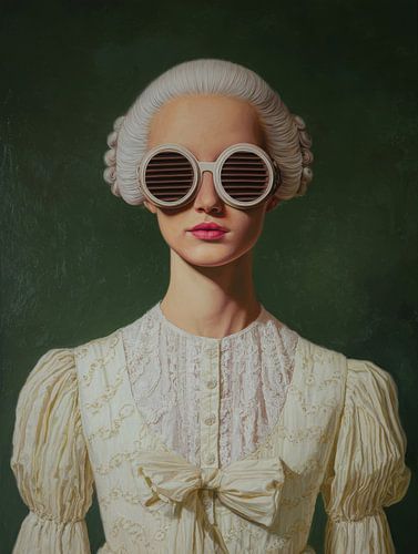 Surrealistisches Porträt mit runder Brille