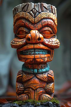 Handgefertigter Tiki-Zauberer mit leuchtenden Farben von Art & Soul Creations