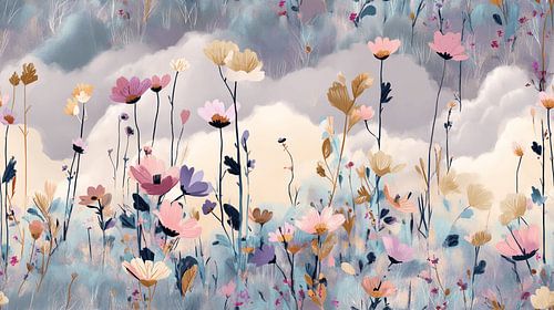 Pink Accents in Floral Velvet | Wallpaper