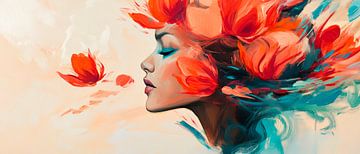 Flower magic on a woman's face by Poster Art Shop