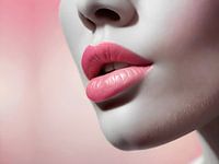 Sinnliche Nahaufnahme von weichen, rosa Lippen