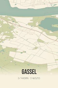 Vintage map of Gassel (North Brabant) by Rezona