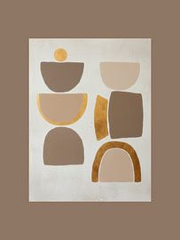 Moderne Mixed Media Kunst in Erdtönen mit Gold