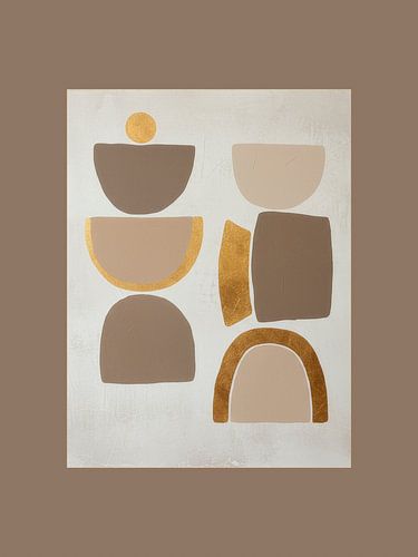 Moderne Mixed Media Kunst in Erdtönen mit Gold