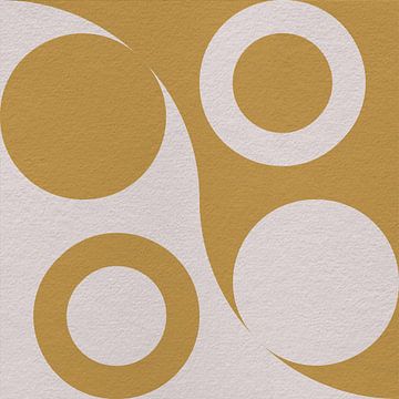 Moderne abstracte minimalistische kunst met geometrische vormen in retrostijl in geel van Dina Dankers