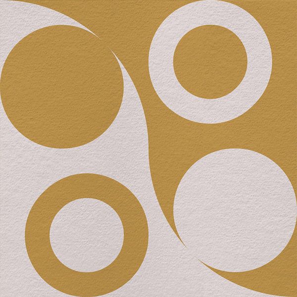 Moderne abstrakte minimalistische Kunst mit geometrischen Formen im Retro-Stil in gelb von Dina Dankers