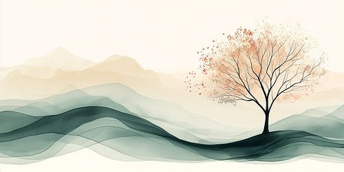 Baum in grünen Wellen