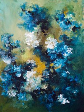 Classical blues - bloemenschilderij met klassieke uitstraling