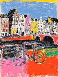 Bicycle by the Canal | Colourful Amsterdam by Lauren Wilde