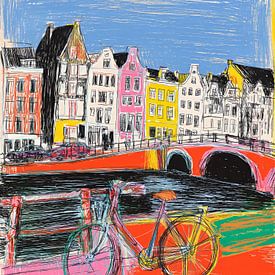 Fiets aan de Gracht | Kleurrijk Amsterdam van Lauren Wilde