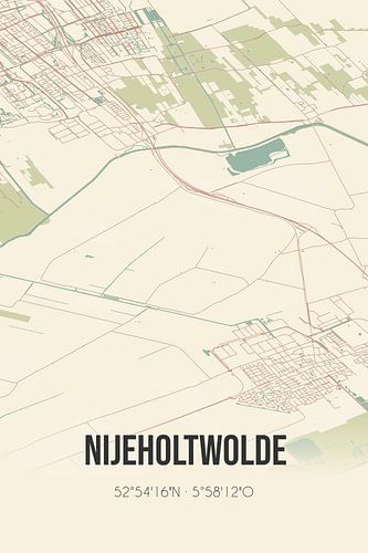 Alte Karte von Nijeholtwolde (Fryslan)