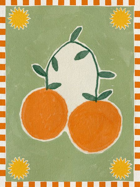 Orange Früchte auf grünem Hintergrund von Shatha Al Dafai