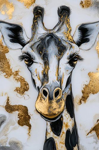 Girafe noire et blanche avec or