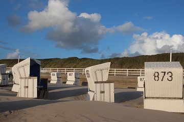 Beach chairs on Sylt after stormy weather