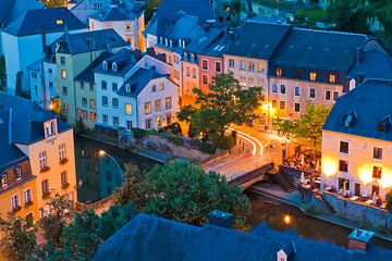 Grund district in Luxembourg City in the evening by Werner Dieterich