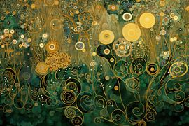 Fleurs dorées et vrilles en spirale sur Whale & Sons