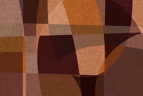 Abstracte organische vormen en lijnen. Geometrische kunst in retrostijl in beige, bruin, roze V