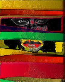 ZARENA Gestreepte Signaal Portret Abstracte Wanddecoratie