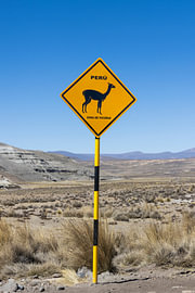 Lama road sign, Peru by Sander Groenendijk