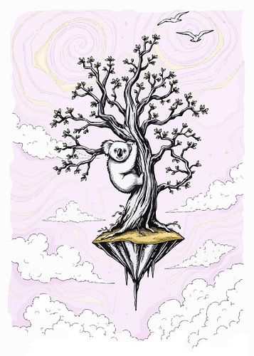 Koala in een drijvende boom