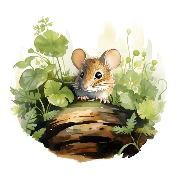 Aquarel - Schattige muis van Pixelbull Design