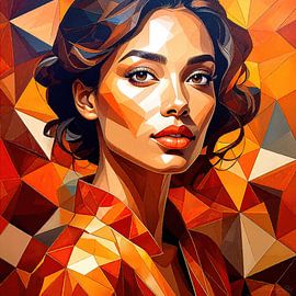 Origami portrait of a woman in a modern style