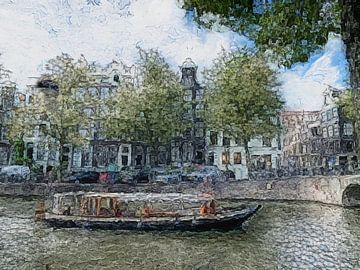 Amsterdam Herengracht. Kanalkreuzfahrt . Kanalboot. von Marianna Pobedimova