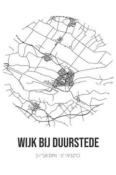 Wijk bij Duurstede (Utrecht) | Carte | Noir et blanc sur Rezona