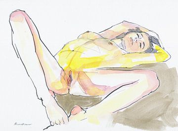 Liggende naakte vrouw. van Michael Kremer