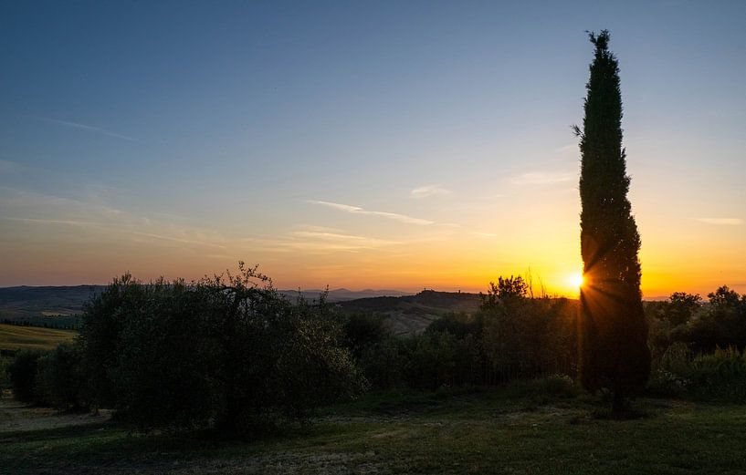 zonsondergang over Pienza van Bart Ceuppens