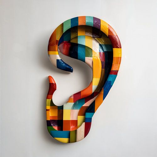 Sculpture mosaïque représentant une oreille