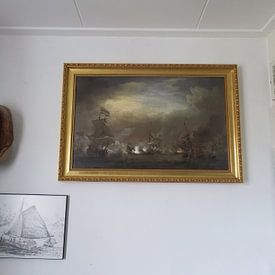 Customer photo: VOC Sea battle painting: Cornelis Tromp on the ship the 'Gouden Leeuw' , on canvas