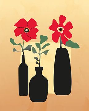 Twee rode bloemen stilleven van Tanja Udelhofen