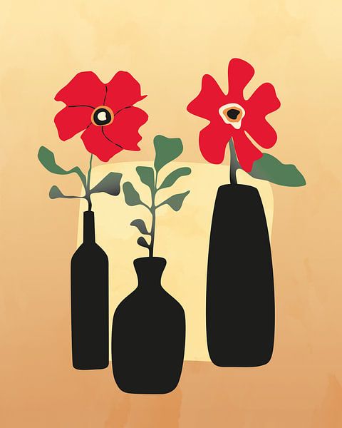 Two red flowers still life