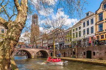 Oudegracht avec vue sur la tour Dom, Utrecht