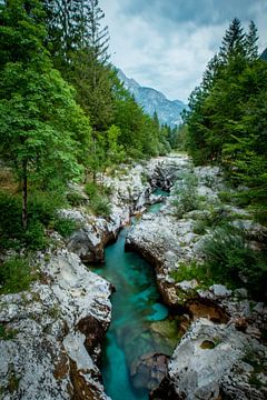 Soca rivier Slovenië van Ellis Peeters