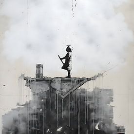 Hommage à Banksy ne jamais abandonner sur PixelPrestige