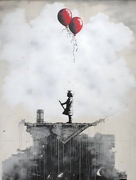 Banksy Hommage never give up van PixelPrestige