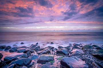 Breathtaking sunset with intense colours and cloud cover