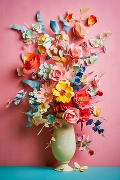 bloemen in vaas in pastelkleuren van Thea