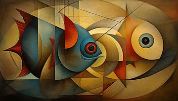 Abstract fish cubism panorama by TheXclusive Art